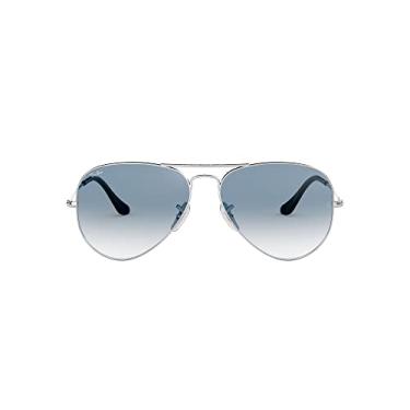 Imagem de Óculos de sol Ray-Ban RB3025 Classic Aviator, prata/azul claro gradiente, 55 mm