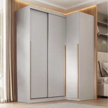 Imagem de Guarda-roupa Modular de Canto 2 Peças 3 Portas com 2 Portas de Correr 