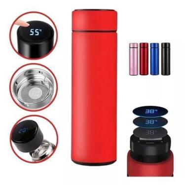 Imagem de Garrafa Térmica Em Aço Inox Com Termômetro Led Digital 500Ml