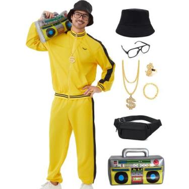 Imagem de Roupa de treino Deaboat 80s Retro Outfit Masculina Amarela GG