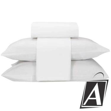 Imagem de Jogo De Lençol Queen Branco 100% Algodão 150 Fios Teka 4 Pçs