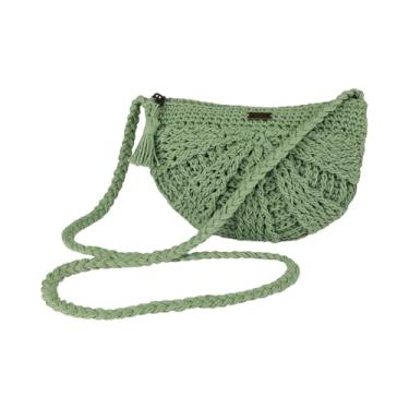 Imagem de Roxy Bolsa transversal de palha, tecido de papel, estampa elegante, lascas e verde guacamole