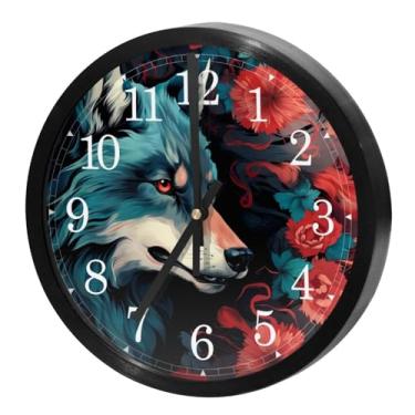 Imagem de LILINWAN Relógio de parede 24 cm sem tique-taque silencioso operado por bateria relógio de parede redondo moderno estilo simples decoração relógio para escritório/escola/quarto/sala de estar