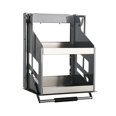 Imagem de Organizador de armário removível de 2 níveis com cabo de espuma antiderrapante, prateleira suspensa, prato dobrável cego e sistema de prateleira para especiarias, armazenamento de despensa montado