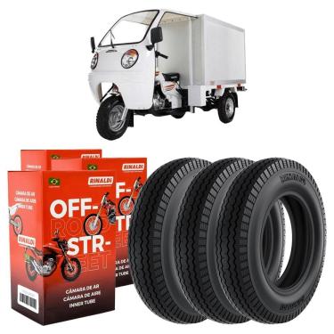 Imagem de Kit 3 Pneus Triciclo Mcf Mca Bravax Wuyang 450-12 Ls46 Rinaldi + Camaras