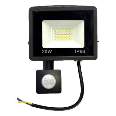 Imagem de Holofote Refletor Led 20W - IP66 - 220V - Branco Frio - com Sensor de Presença