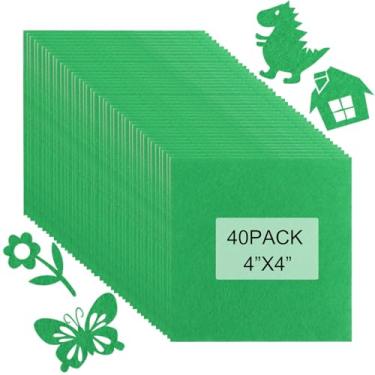 Imagem de Tiparts 40 folhas de tecido de feltro rígido para artesanato, 1 mm de espessura e 10 x 10 cm, folhas de tecido de feltro verde para artesanato, artesanato, artesanato, costura, quadrados, patchwork
