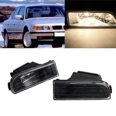 Imagem de Par de faróis de neblina pretos para BMW Série 7 740i E38 1995-2001 - Substituição com lente de vidro durável, iluminação automotiva de reposição
