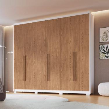 Imagem de Guarda-roupa 6 Portas 6 Gavetas Brescia Branco Line/Cedro