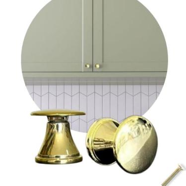 Imagem de 4 Puxador de Gaveta, Armário, Móveis Botão Dourado 20mm - Compras Fáce