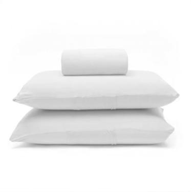 Imagem de Jogo de Cama Buettner Queen Malha Basic Liso 3 Peças Branco
