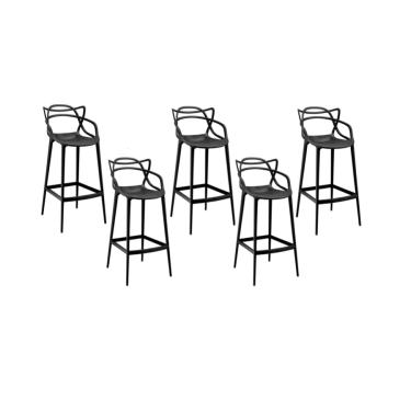 Imagem de Kit C/ 5 Banquetas Masters Allegra Pretas