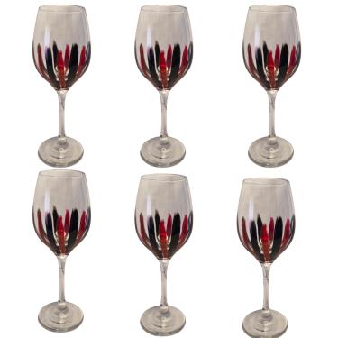 Imagem de Kit 6 Taças de Vidro Grande 490ml Vinho Água Preto Vermelho