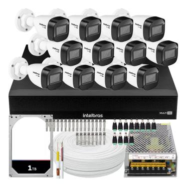 Imagem de Kit Cftv Monitoramento 12 Cameras de Segurança Intelbras vhd 1130 com IR 30m Dvr 1016c hd 1tb