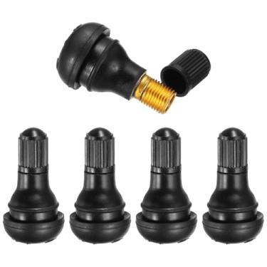 Imagem de PATIKIL Haste de válvula de pneu TR413 de 1,4 polegadas, pacote com 5 hastes de válvula de encaixe de borracha de metal universal para carros, caminhões, reboques, quadriciclos, motocicletas, preto