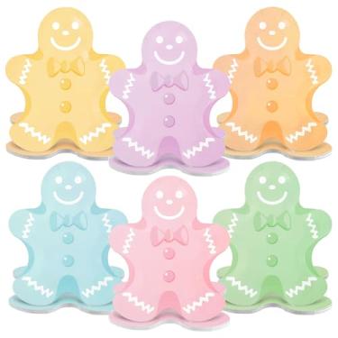 Imagem de FYSUIMU Pratos de papel de Natal, pratos de festa, Natal, pão de gengibre, em forma de homem, prato de jantar descartável para inverno, férias, aniversário, chá de bebê, suprimentos de mesa, 48 peças