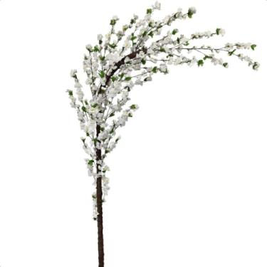 Imagem de Cerejeira Curvada Artificial 180cm Flores Sem Vaso Decoração Flores Artificiais Decorativas Material Simulado Ideal Sala Casamento Salão Beleza(Branca)