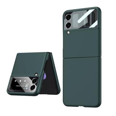 Imagem de Capa para Samsung Galaxy Z Flip 3 4 5 5G Capa rígida para PC para Samsung Zflip3 zflip4 z flip5 zflip5 Coque Capa protetora com anel, B, verde escuro, para Galaxy Z Flip 4