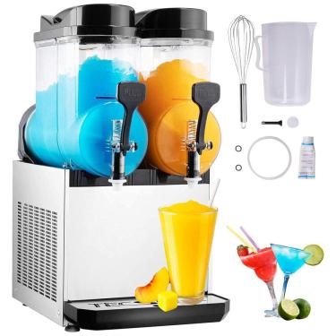 Imagem de Máquina de Raspadinha TECSPACE 2 Tanques 30 Litros, Máquina de Slushie Comercial 1060W, Ideal para Margaritas, Coquetéis