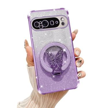 Imagem de Tesazxcn Capa protetora à prova de choque para Google Pixel 9 Pro XL compatível com Magsafe, capa protetora à prova de choque para Google Pixel 9 Pro XL, roxa