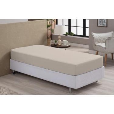 Imagem de Kit 2 Lençol De Cama Solteiro 100% Algodão Avulso 180 Fios Egpcios Com Elástico(Bege)