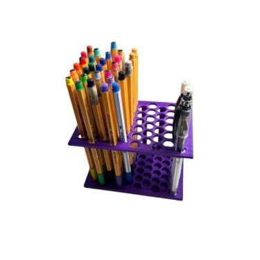 Imagem de Porta-Lápis Organizador com Múltiplos Compartimentos, Acessório para Mesa de Escritório, Otimização de Espaço (roxo)