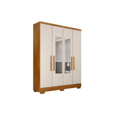 Imagem de Guarda Roupa 4 Portas (2 C/ Espelho) E 2 Gavetas C/ Pés Milly/veneza Cumaru/fendi 25 - Novo Horizonte