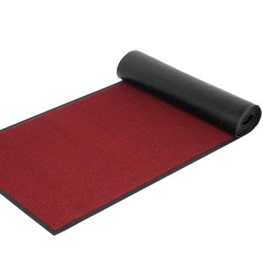 Imagem de foriy Tapete de piso externo de 0,9 x 5 m, tapetes grandes cortáveis, capacho comercial com listras duplas, tapetes corredores, tapetes de entrada antiderrapantes, tapete de borracha à prova d'água