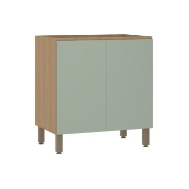 Imagem de Balcão De Cozinha 80cm 2 Portas Sem Tampo Slim Luciane Móvei Freijó/verde Jade