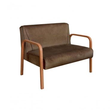 Imagem de Poltrona Namoradeira Anita Decorativa Braço Madeira Moderna Veludo Marrom 260