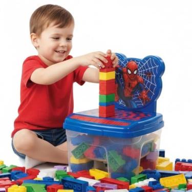 Imagem de Cadeira Infantil Aranha Brinquedo Blocos 48pçs Bebe Menino - GGB - Ein