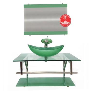 Imagem de Gabinete de Vidro 80cm para Banheiro Dinamarca - EKASA, Verde