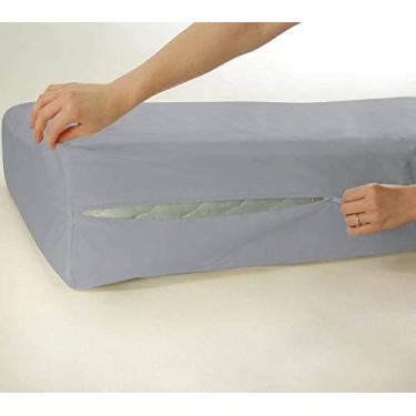 Imagem de Lençol com elástico com zíper para berço – super macio, respirável, 400 fios – 100% algodão egípcio – lençol de baixo – bolso profundo de 20 cm – apenas 1 lençol com elástico – fácil de cuidar (71 x