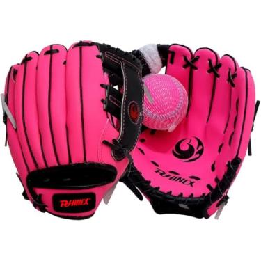 Imagem de Luvas de beisebol de PVC de 20,8 cm e bola de espuma para crianças, principiantes, treino para a mão direita, cor-de-rosa
