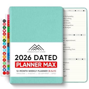 Imagem de Planner 2024-2025 | Planejador de objetivos diário, semanal e mensal 2024 8,5 x 11 | Planejador de objetivos, negócios e produtividade com lista de tarefas diárias, calendário, notas, diário e adesivos | Loja de produtividade 2024 PRO MAX (azul-petróleo)