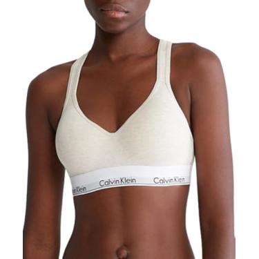 Imagem de Calvin Klein Bralette feminino moderno de algodão levemente forrado sem fio, Aveia mesclada, P