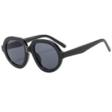 Imagem de Óculos de Sol Retrô Feminino Oval Clássico Preto Masculino Moda Óculos de Grau Design Minimalista A