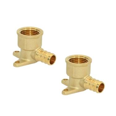 Imagem de VARMHUS 2 unidades/5 unidades PEX Drop Ear Elbow, 1/2 polegada PEX 1/2 polegada fêmea NPT, encaixe de crimpagem de latão sem chumbo para distribuição de água, ASTM F1807 (2)
