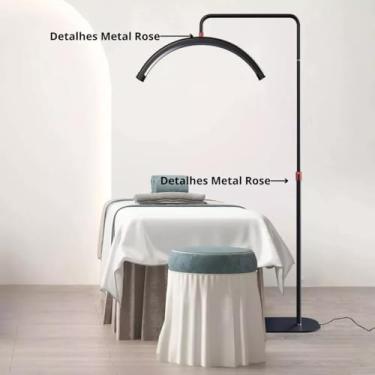 Imagem de Luminária LED Ring Light Profissional, Suporte Meia Lua, 6500K, para Extensão de Cílios e Procedimentos Estéticos, Preto