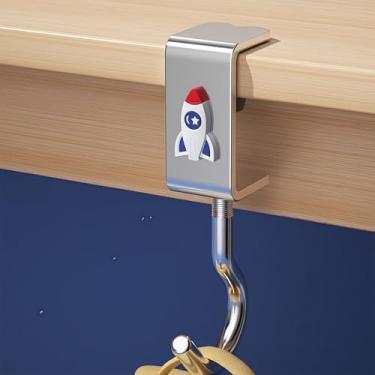 Imagem de Pacote único de ganchos de montagem de mesa – 3 ganchos ajustáveis de liga para escola, toalha, guarda-chuva, chapéus | Organizador sob a mesa que economiza espaço (sem necessidade de perfuração