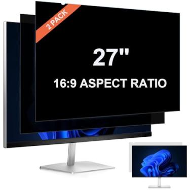 Imagem de [Pacote com 2] Tela de computador de 27 polegadas para monitor de proporção 16:9, filtro de privacidade para monitor de computador, escudo de privacidade e protetor antirreflexo