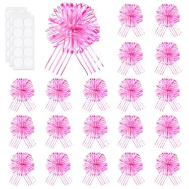 Imagem de EUSOAR Arcos de puxar, 20 peças de organza rosa de 15 cm laço grande com fita, cestos de embalagem de caixa de flores para casamento, Natal, festa de aniversário, presentes, decorações de dia dos
