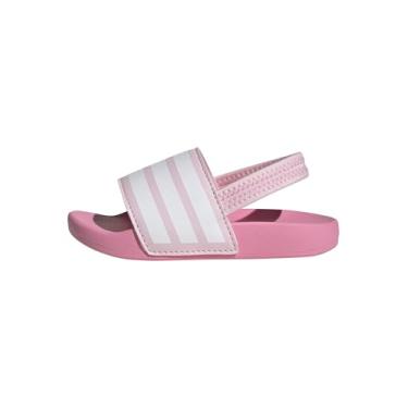 Imagem de adidas Sandália esportiva unissex Adilette Estrap, Rosa claro/branco/rosa Bliss, 6 Infant