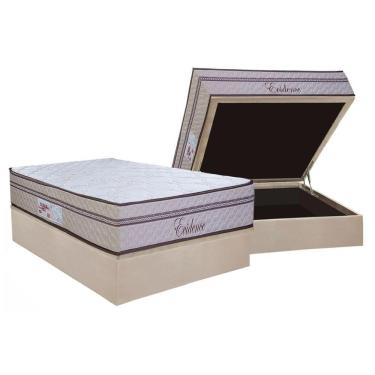 Imagem de Cama Box Baú Casal: Colchão Molas Ensacadas Paropas Evidence + Base Crc Suede Clean (138x188)