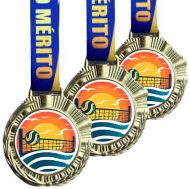 Imagem de 5 Medalhas Para Vôlei De Praia De Premiação 60mm com Cordão Honra ao mérito