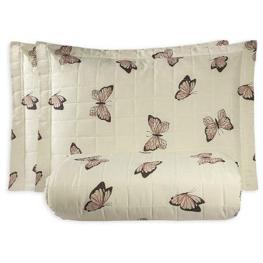 Imagem de Cobre Leito Casal Padrão Essencialle 150 Fios 3 Peças Borboletas