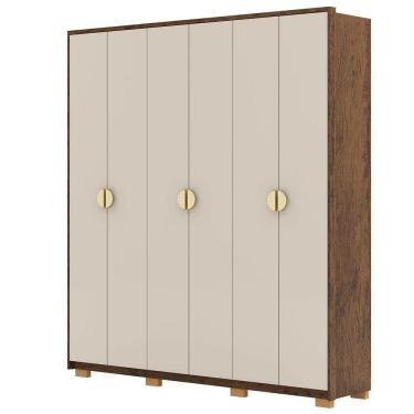 Imagem de Guarda-roupa Casal 100% Mdf 6 Portas 4 Gavetas Bolonha Imbuia Fendi