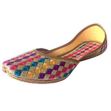 Imagem de Step n Style Sapatos étnicos femininos Phulkari Punjabi Jutti Khussa Rajasthani Mojari, Multicolorido., 35