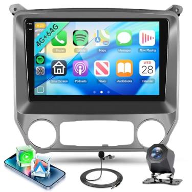 Imagem de [4G + 64G] Estéreo de rádio automotivo para Chevrolet Silverado/GMC Sierra 2014-2019, carplay sem fio, Android Auto, rádio com tela sensível ao toque de 10 polegadas com câmera de reserva, estéreo