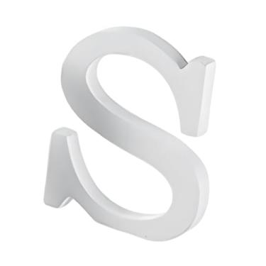 Imagem de XLWLLNJ Letra de madeira branca, peça colecionável com superfície lisa, ideal para decoração de mesa, festas, lar, festas, prateleiras e lareiras, S